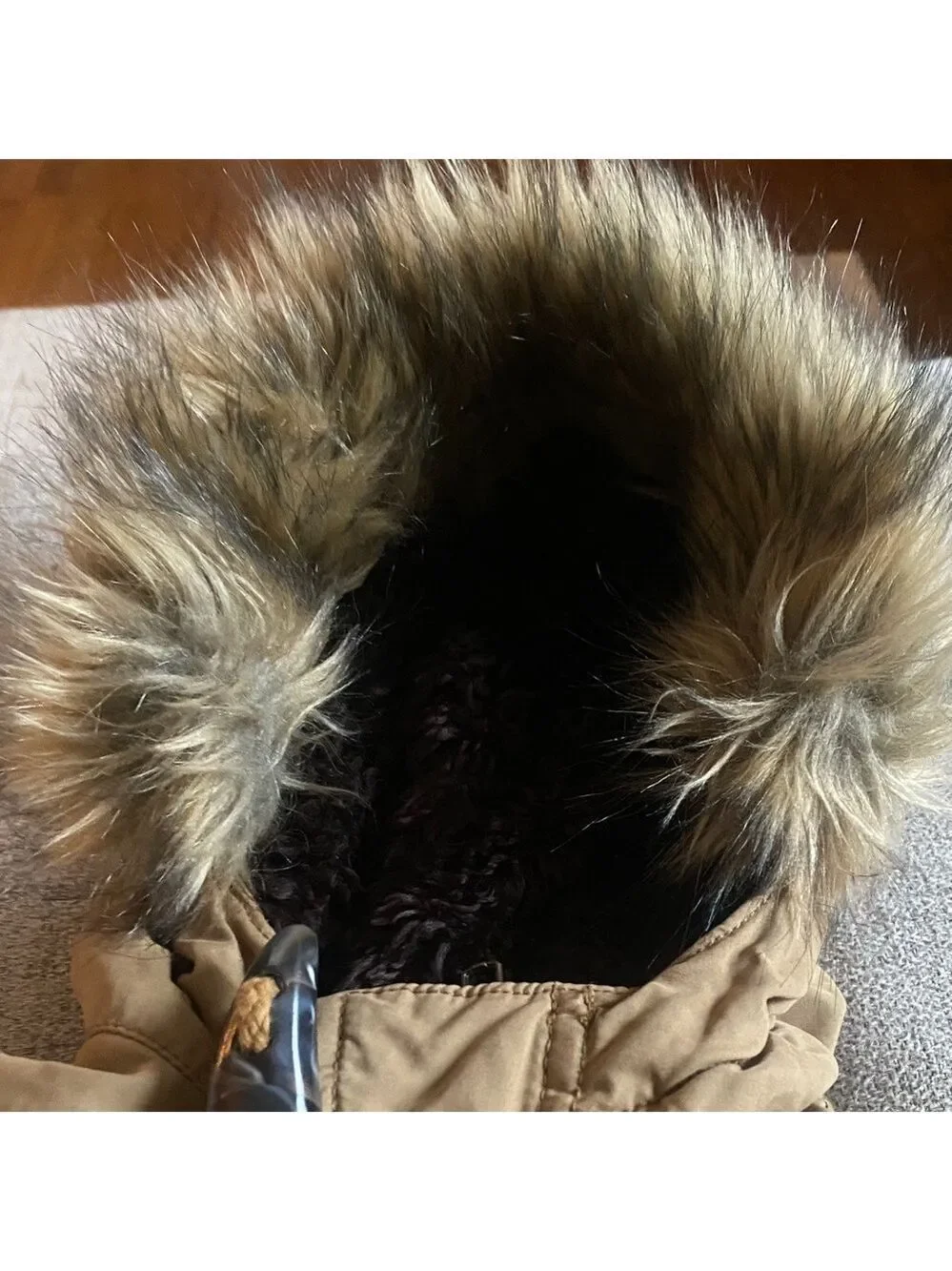 Tan Faux-Fur Hooded Jacket – 12–18 Months – GAP